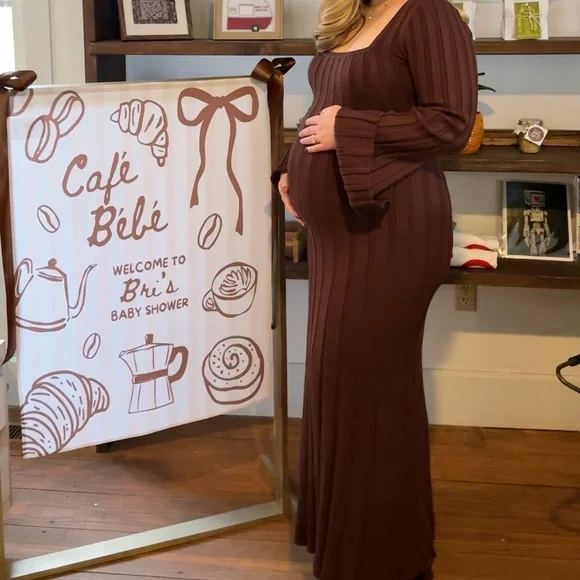 Worth collective Rowan Brown Maternity Dress - Picture 1 of 4